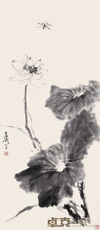 王雪涛 荷塘清趣 立轴 120×52cm.